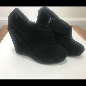 Velvet Wedge Booties